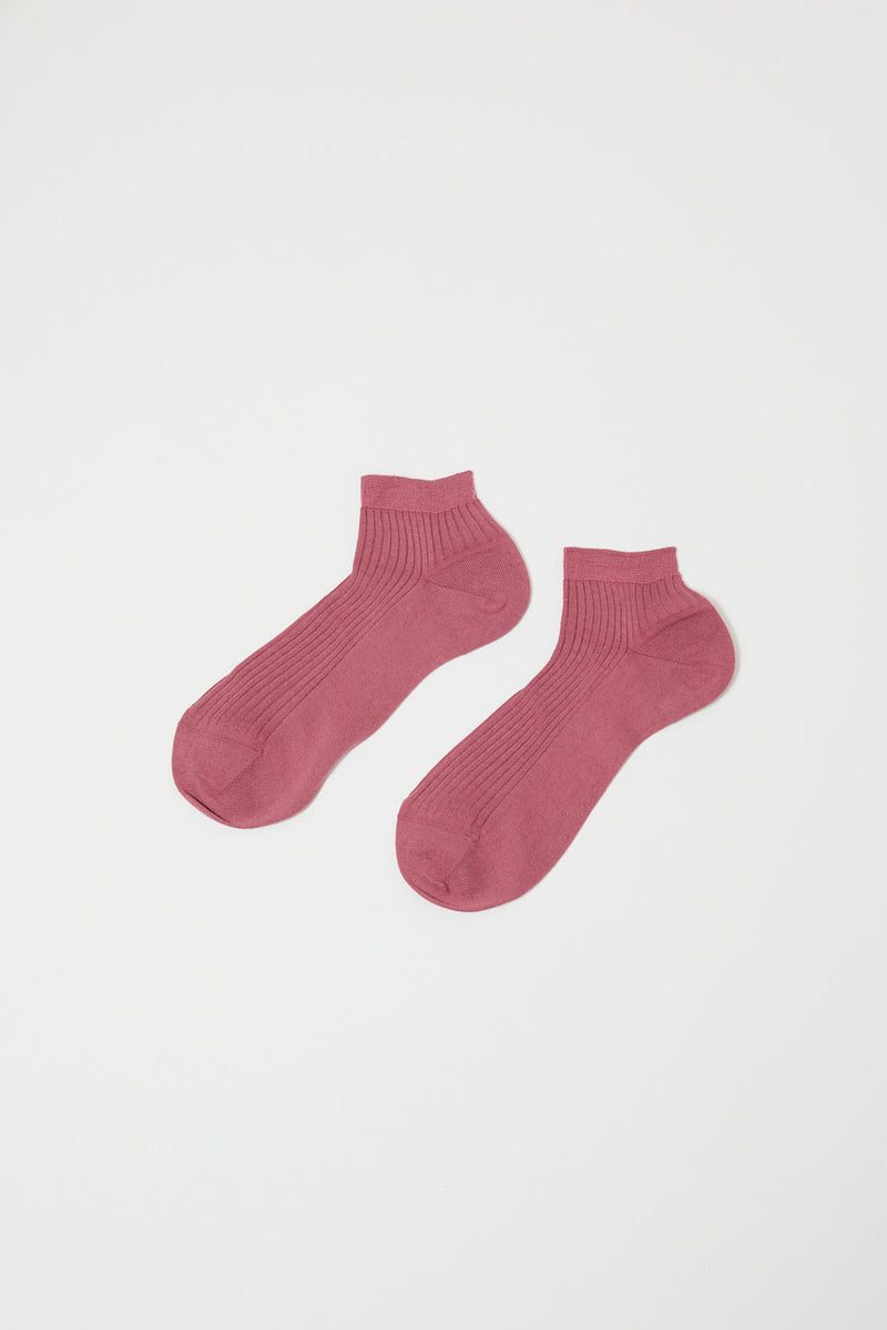 Maria La Rosa Ribbed Short Bio Cotton Socks in Rose