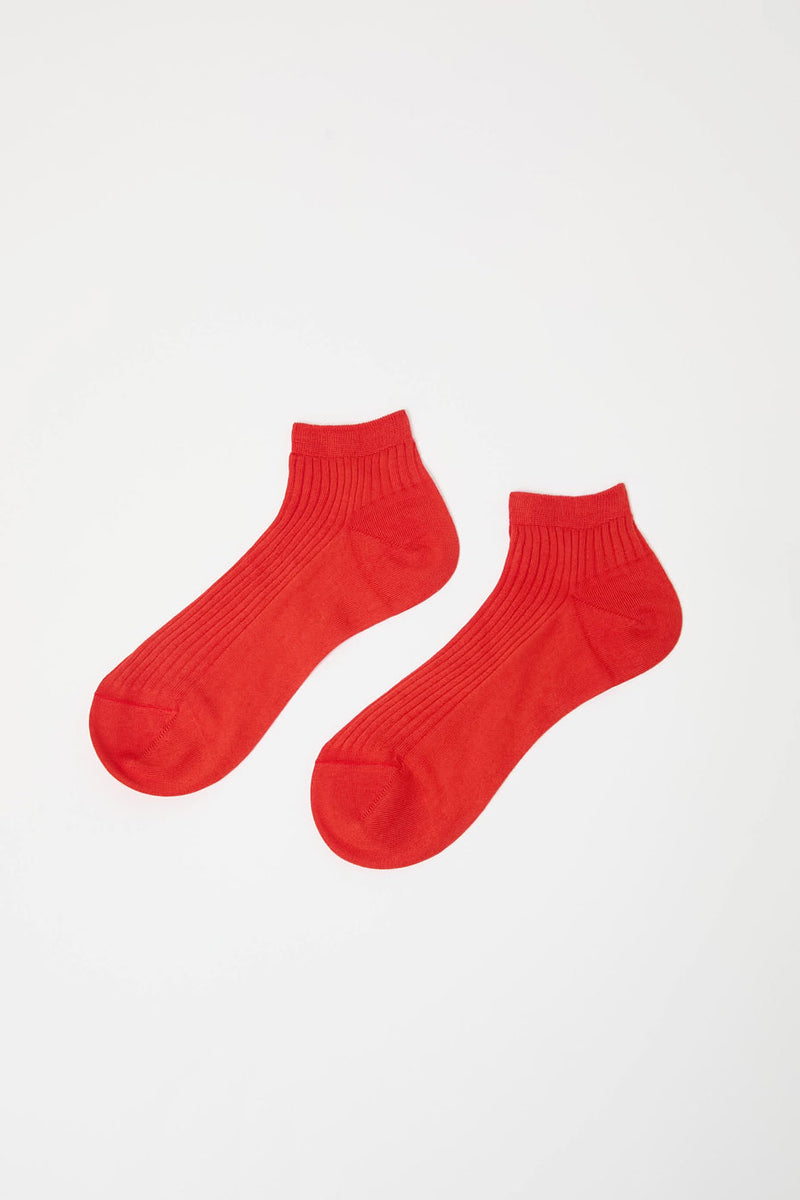 Maria La Rosa Ribbed Short Bio Cotton Socks in Rust