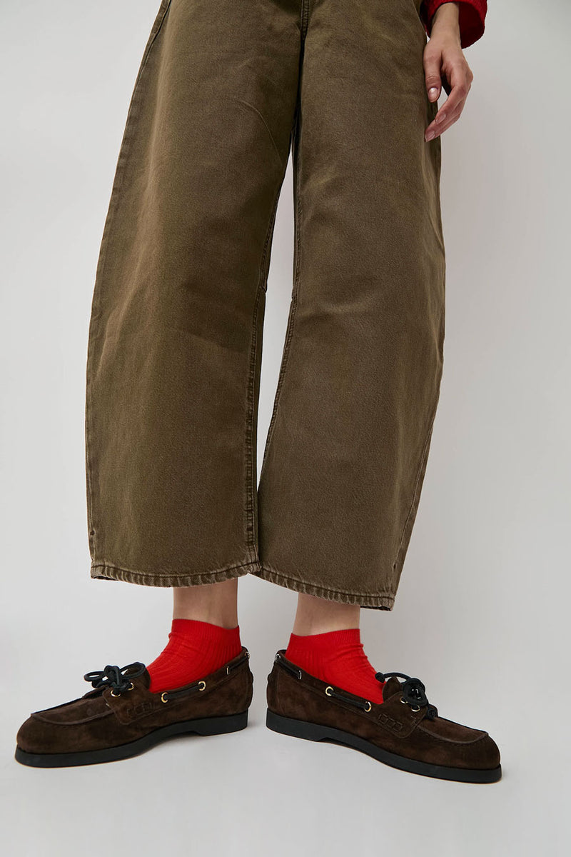 Maria La Rosa Ribbed Short Bio Cotton Socks in Rust