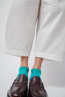 Maria La Rosa Ribbed Short Bio Cotton Socks in Turquoise