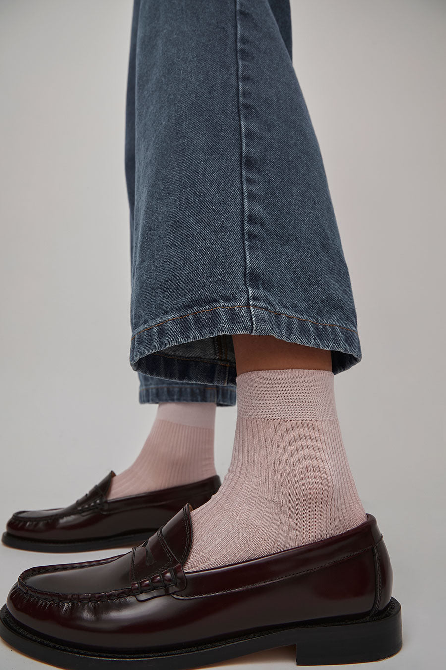 Maria La Rosa Ribbed Silk Ankle Socks in Rosa Baby