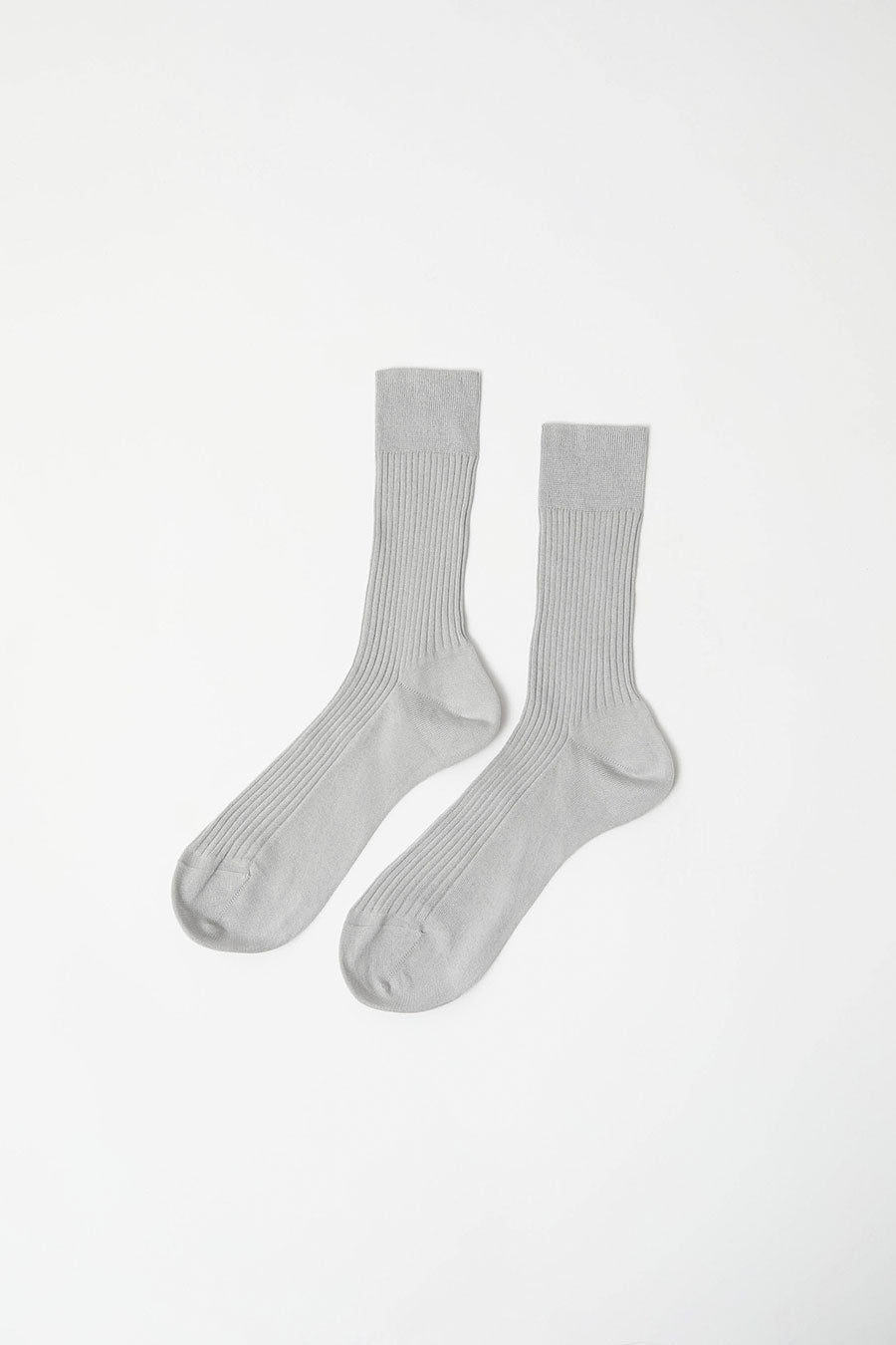 Maria La Rosa Ribbed Mid Calf Bio Cotton Socks in Pale Grey