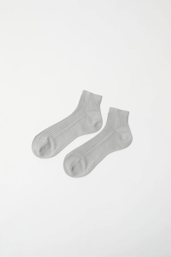 Maria La Rosa Ribbed Short Bio Cotton Socks in Pale Grey