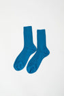 Maria La Rosa Silk Ribbed Ankle Socks in Ceruleo