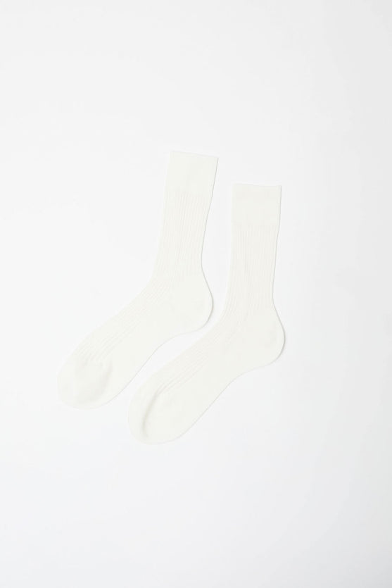 Maria La Rosa Ribbed Mid Calf Bio Cotton Socks in Cream