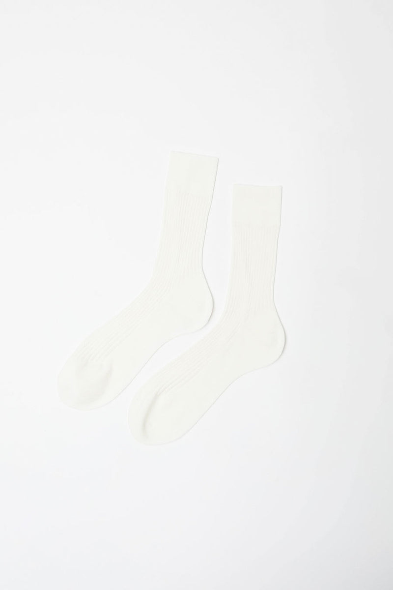 Maria La Rosa Ribbed Mid Calf Bio Cotton Socks in Cream