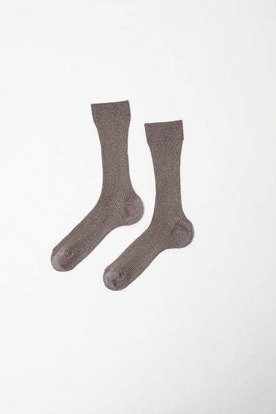 Maria La Rosa Ribbed Lurex Socks in Pewter