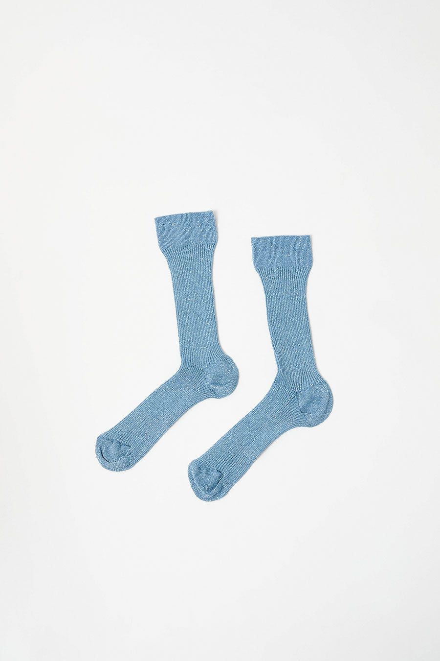 Maria La Rosa Ribbed Lurex Socks in Light Blue