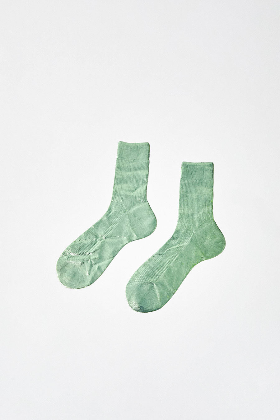 Maria La Rosa Silk Ribbed Laminated Ankle Socks in Verdino