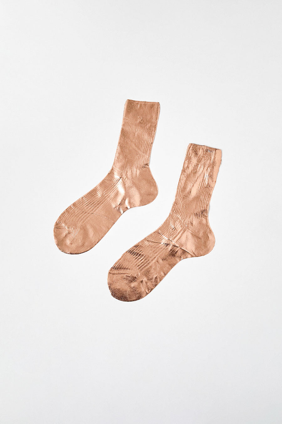 Maria La Rosa Silk Ribbed Laminated Ankle Socks in Rosa