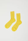 Maria La Rosa Silk Ribbed Ankle Socks in Limone