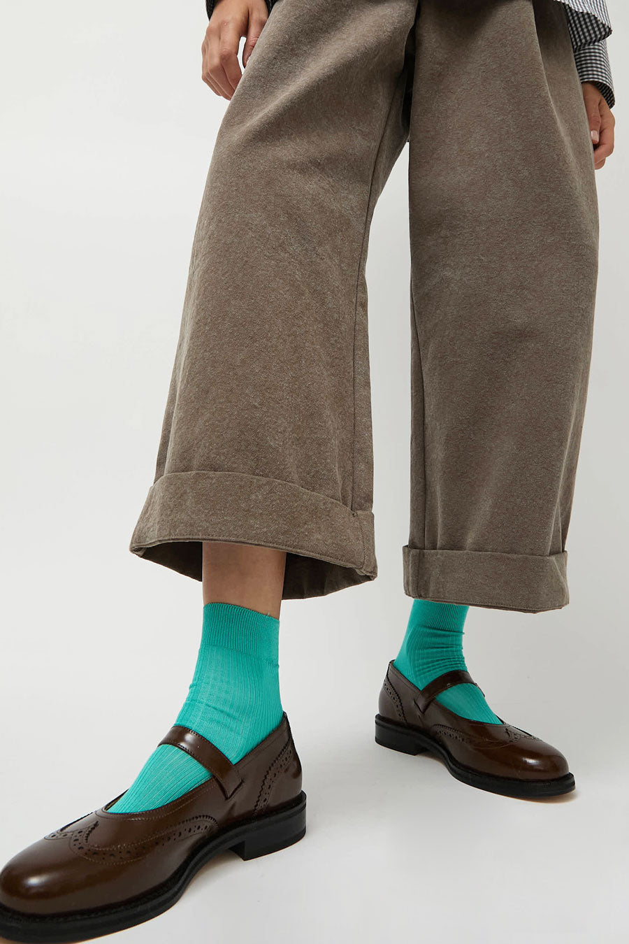 Maria La Rosa Silk Ribbed Ankle Socks in Tiffany
