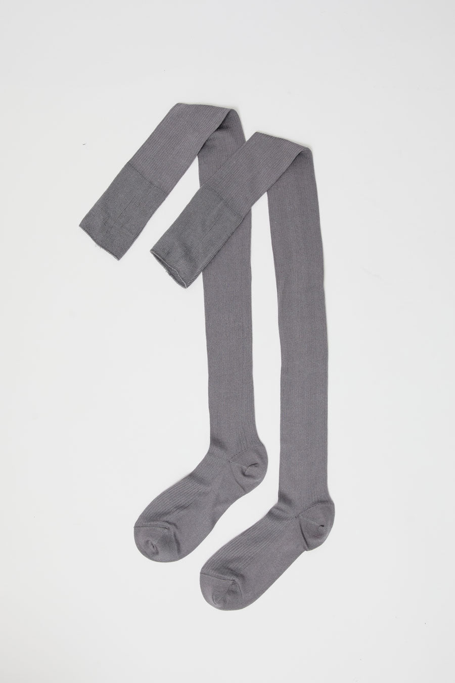 Maria La Rosa Silk Ribbed Over The Knee Socks in Ferro