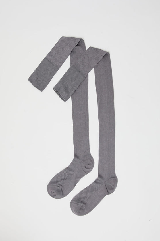 Maria La Rosa Silk Ribbed Over The Knee Socks in Ferro