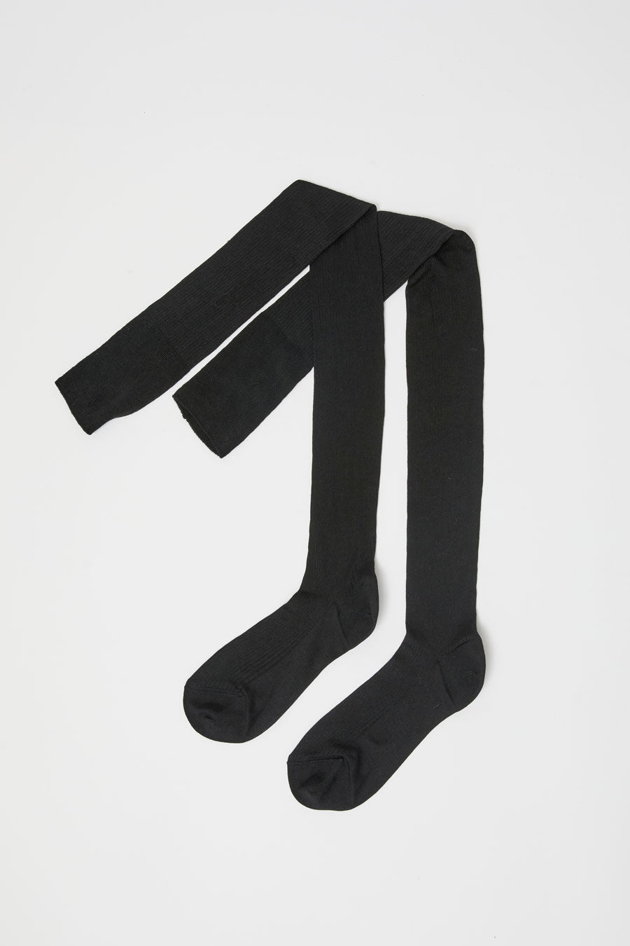 Maria La Rosa Silk Ribbed Over The Knee Socks in Nero