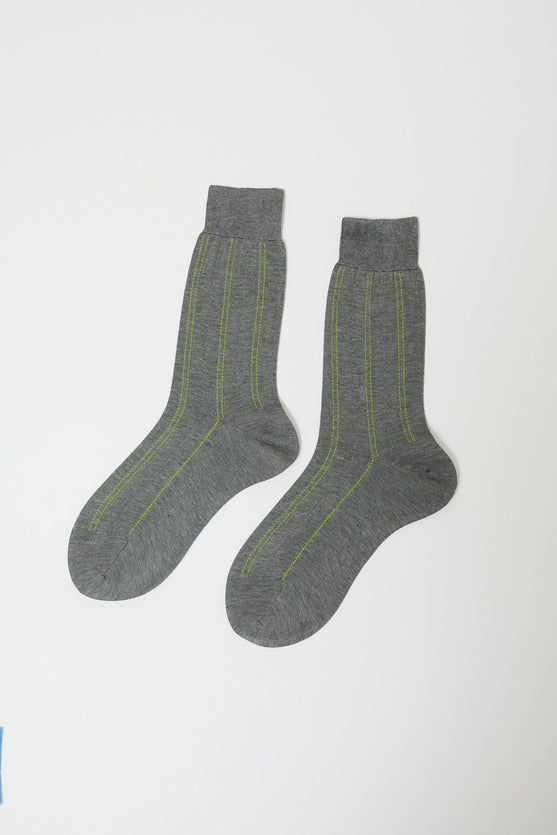 Maria La Rosa Stitch Stripe Socks in Grey