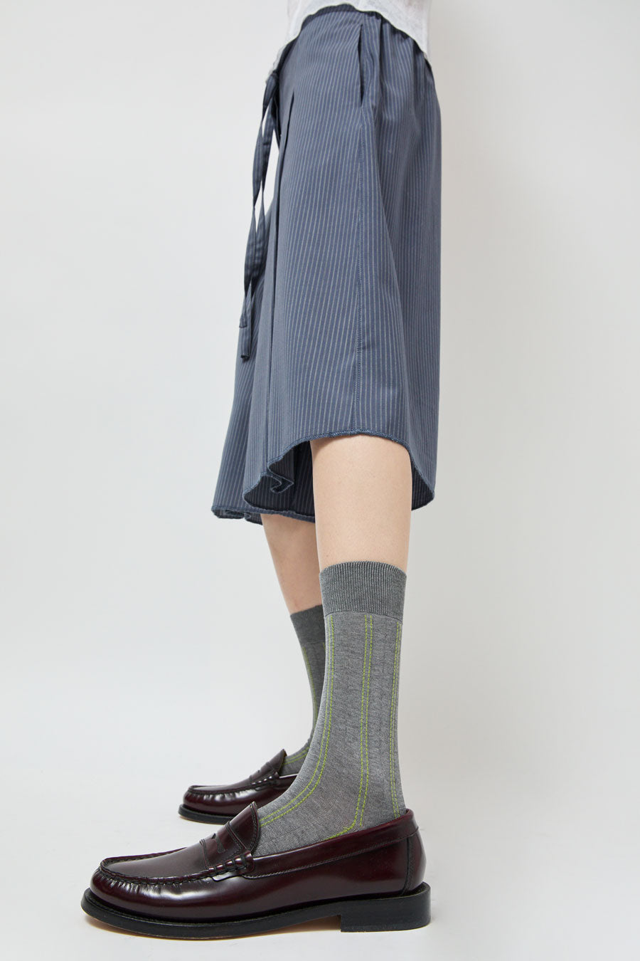 Maria La Rosa Stitch Stripe Socks in Grey