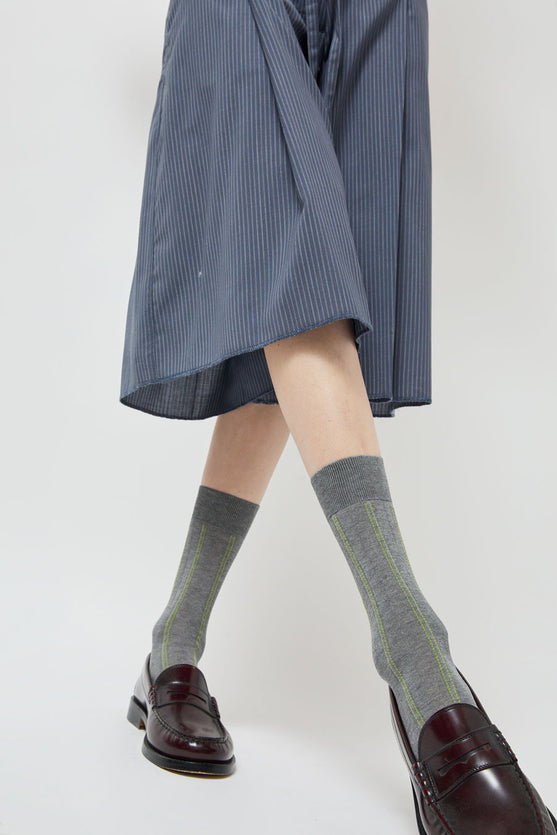 Maria La Rosa Stitch Stripe Socks in Grey