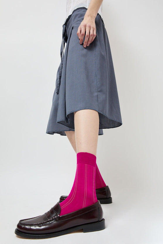 Maria La Rosa Stitch Stripe Socks in Magenta