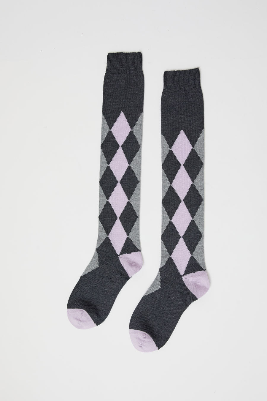 Maria La Rosa Tall Argyle Socks in Dark Grey