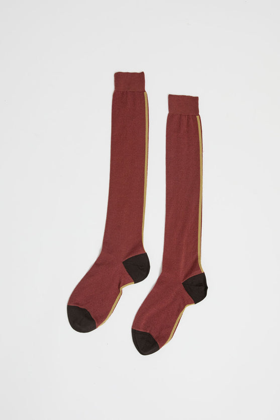 Maria La Rosa Tall Tricolor Socks in Cocco