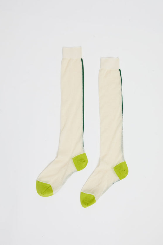 Maria La Rosa Tall Tricolor Socks in Off White