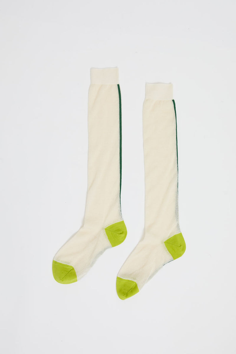Maria La Rosa Tall Tricolor Socks in Off White