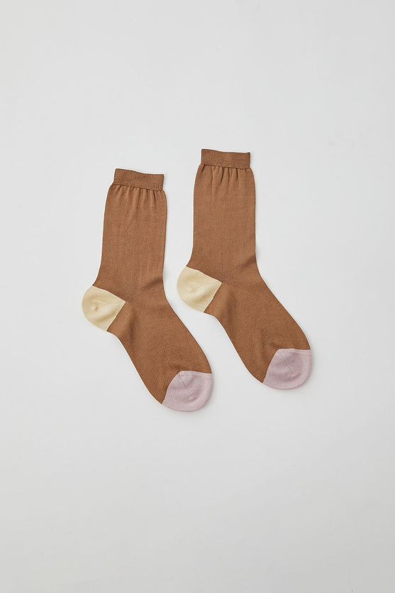 Maria La Rosa Tricolor Cotton Socks in Brown