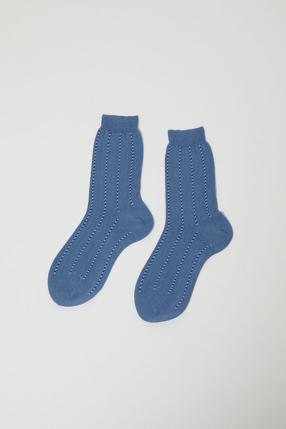 Maria La Rosa Twist Stripe Socks in Light Blue