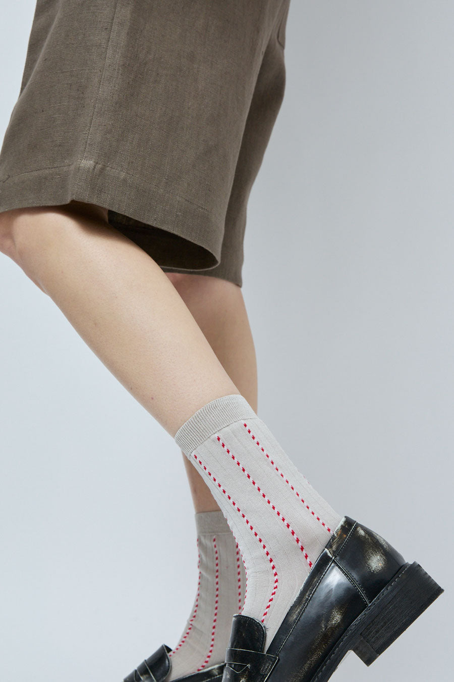 Maria La Rosa Twist Stripe Socks in Natural