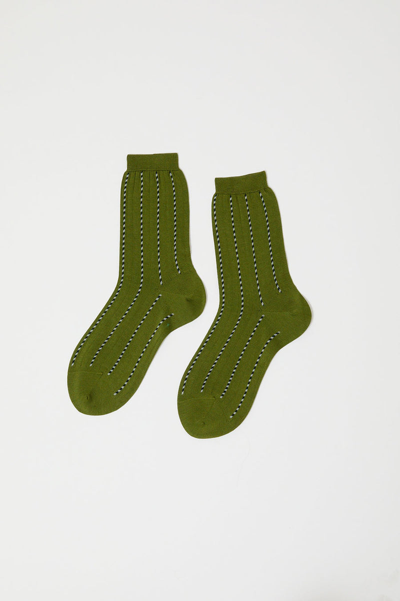 Maria La Rosa Twist Stripe Socks in Pisello