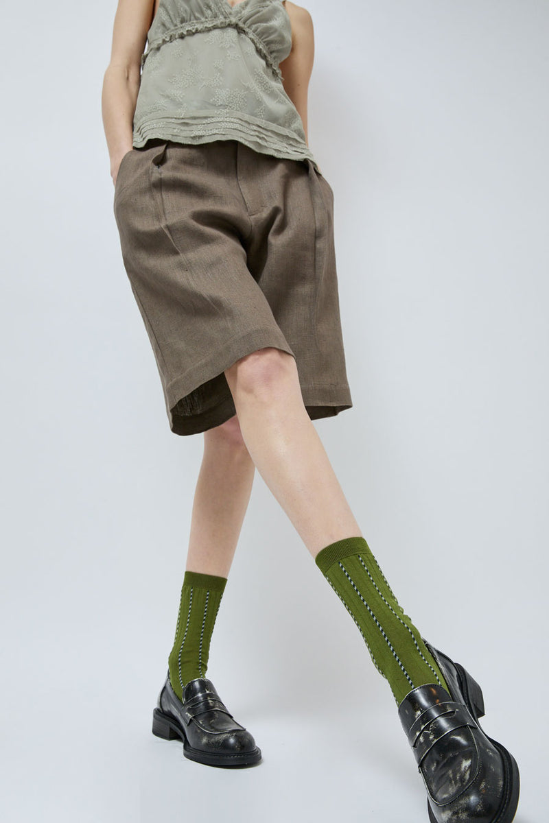 Maria La Rosa Twist Stripe Socks in Pisello