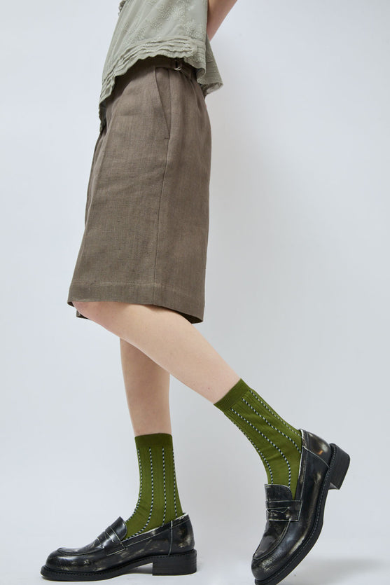 Maria La Rosa Twist Stripe Socks in Pisello