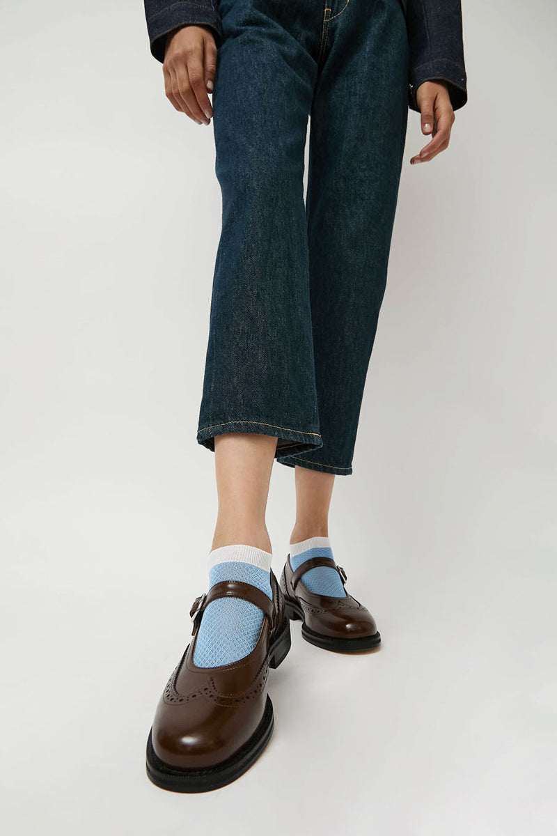 Maria La Rosa Two Tone Ankle Socks in Light Blue