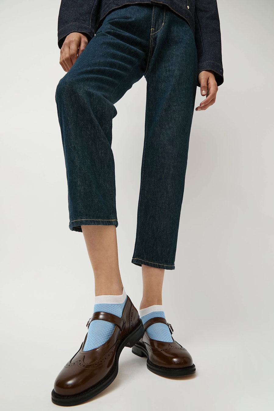 Maria La Rosa Two Tone Ankle Socks in Light Blue