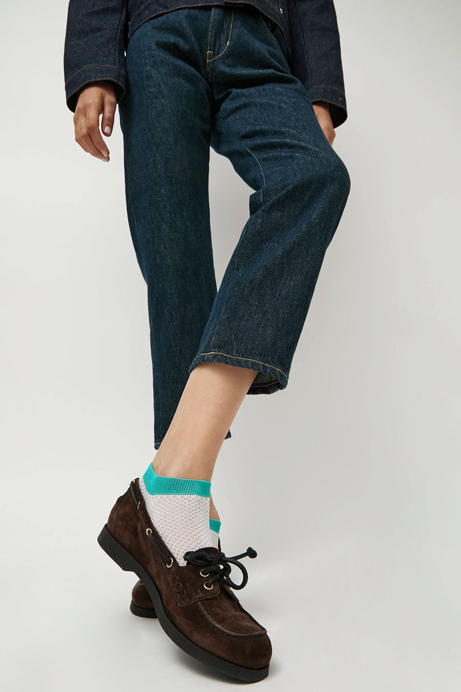 Maria La Rosa Two Tone Ankle Socks in White