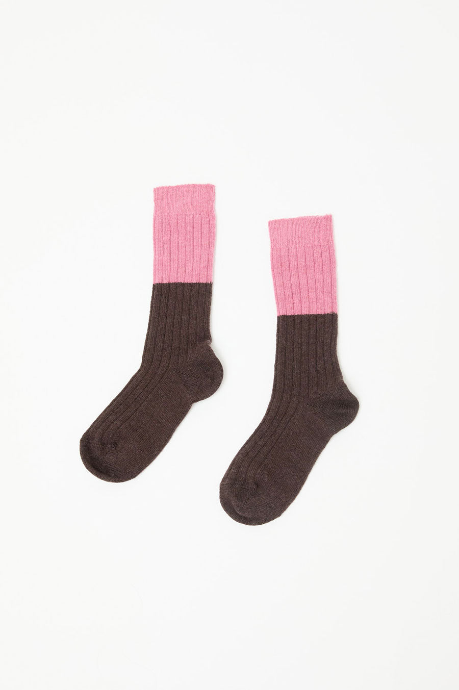 Maria La Rosa Two Tone Post Socks in Pink and Brown