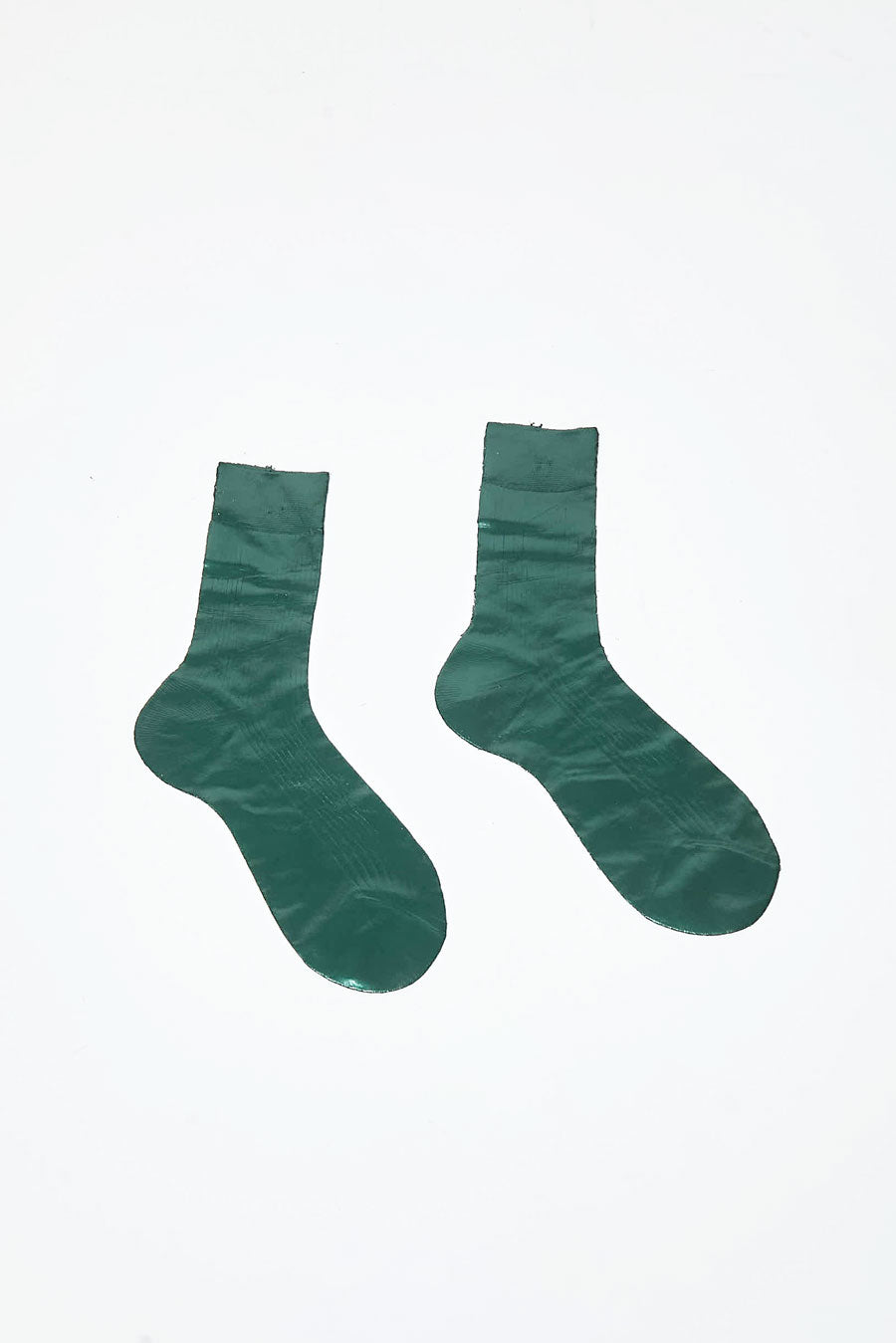 Maria La Rosa One Ribbed Laminated Socks in Forest Green