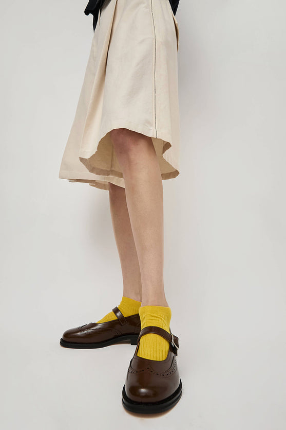 Maria La Rosa Ribbed Short Bio Cotton Socks in Limone