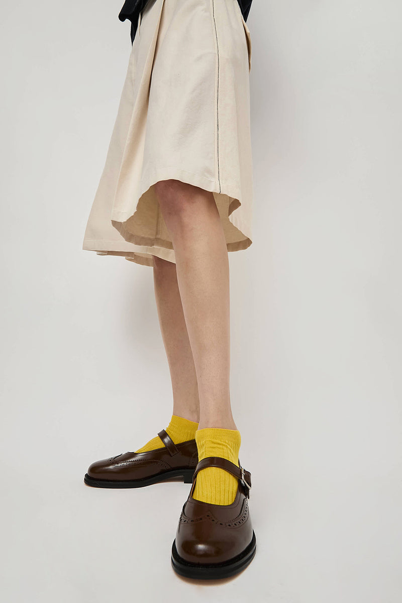 Maria La Rosa Ribbed Short Bio Cotton Socks in Limone