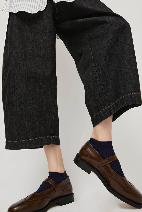 Maria La Rosa Ribbed Short Bio Cotton Socks in Navy