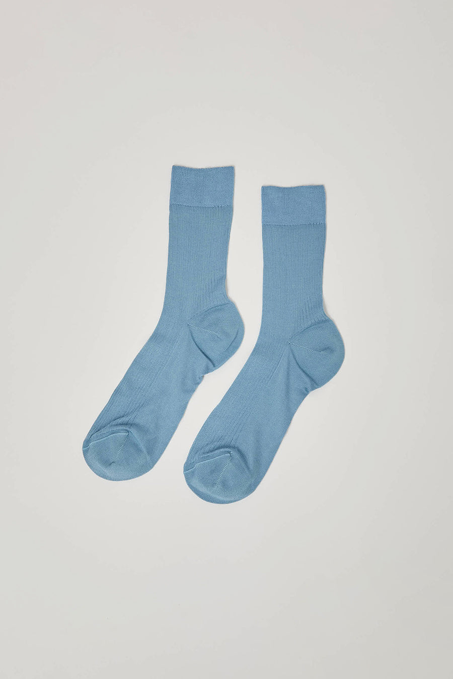 Maria La Rosa Silk Ribbed Ankle Socks in Cielo