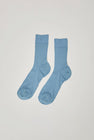 Maria La Rosa Silk Ribbed Ankle Socks in Cielo