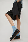 Maria La Rosa Silk Ribbed Ankle Socks in Cielo