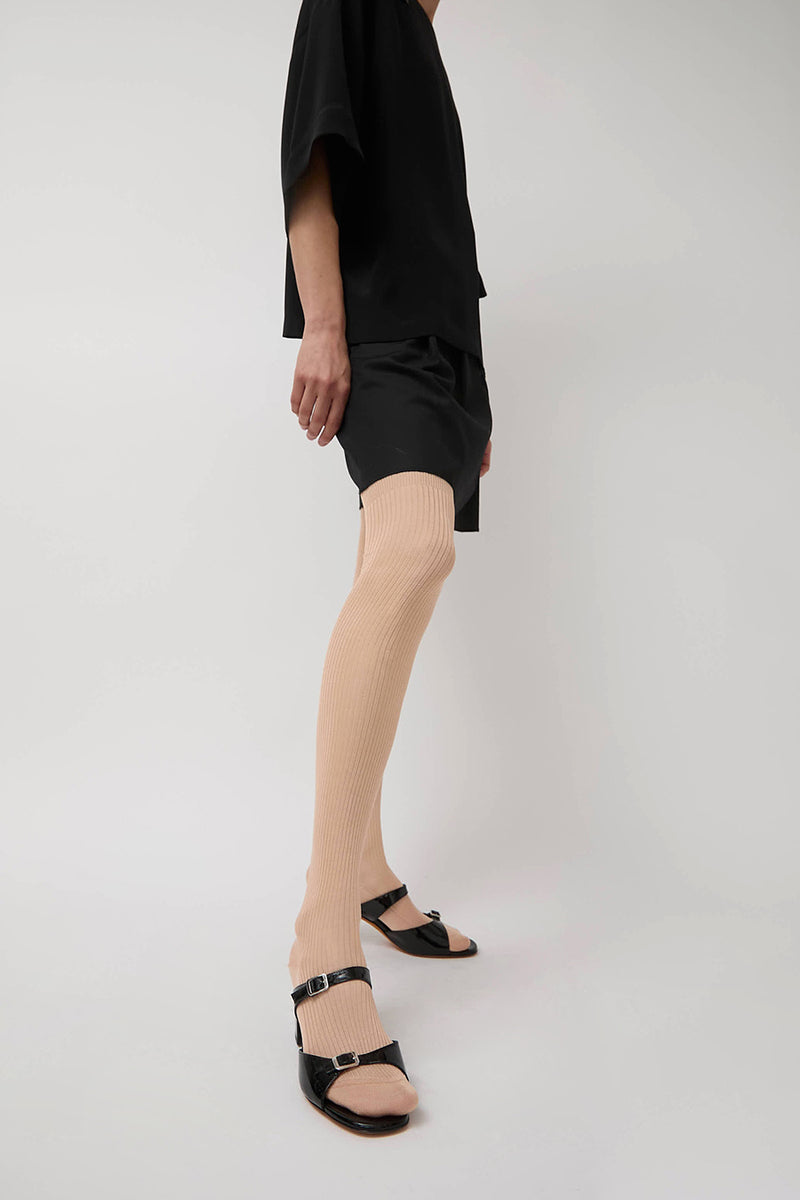 Maria La Rosa Silk Ribbed Over The Knee Socks in Miele