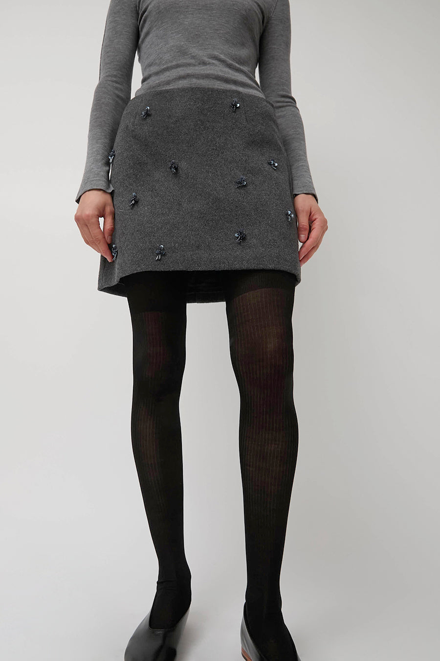 Maria La Rosa Silk Ribbed Over The Knee Socks in Nero