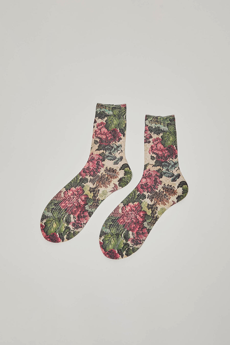 Maria La Rosa Spring Silk Ankle Socks in Mixed Flowers Dark