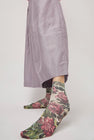 Maria La Rosa Spring Silk Ankle Socks in Mixed Flowers Dark