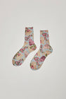 Maria La Rosa Spring Silk Ankle Socks in Mixed Flowers Light