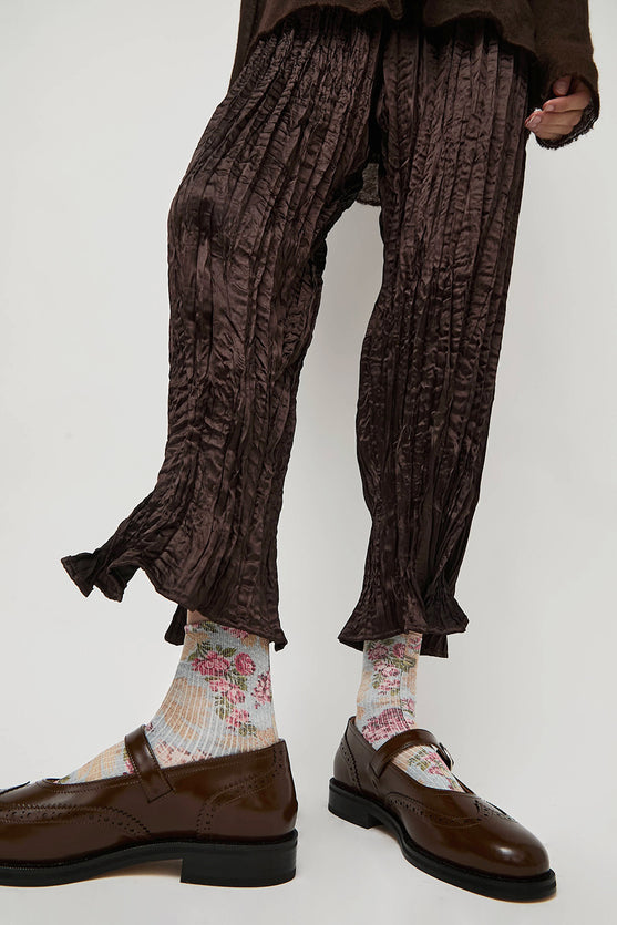Maria La Rosa Spring Silk Ankle Socks in Mixed Flowers Light
